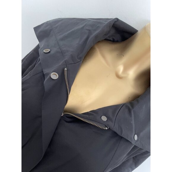 Eileen Fisher Black Weather-Resistant Coat Collar Button zip Closure Micro Liner - Picture 9 of 15